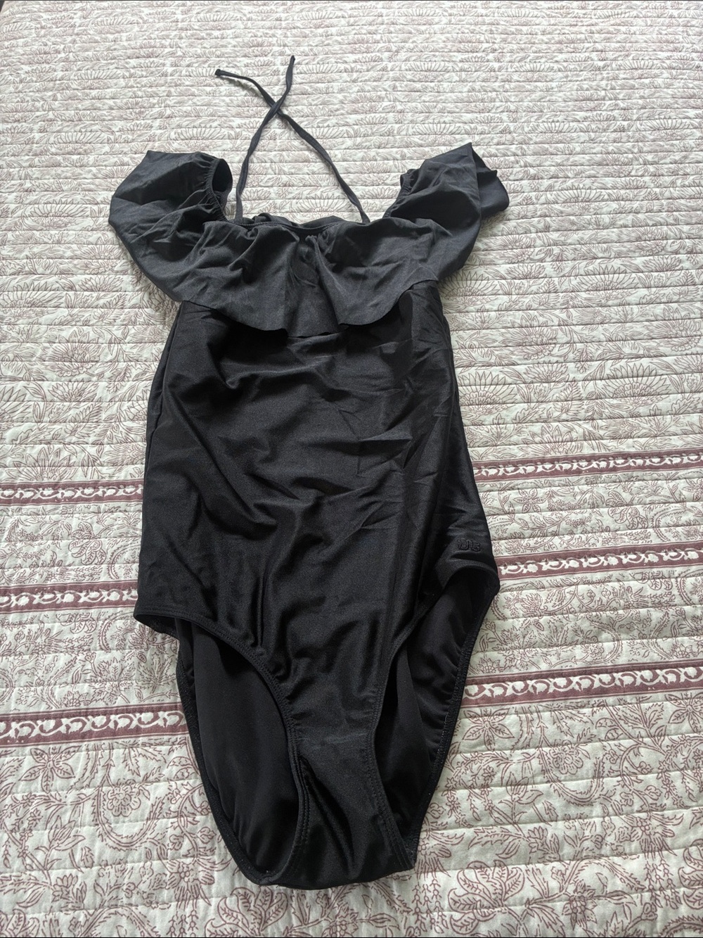 Albion Black Ruffle Halter One-Piece Swimsuit for Kids